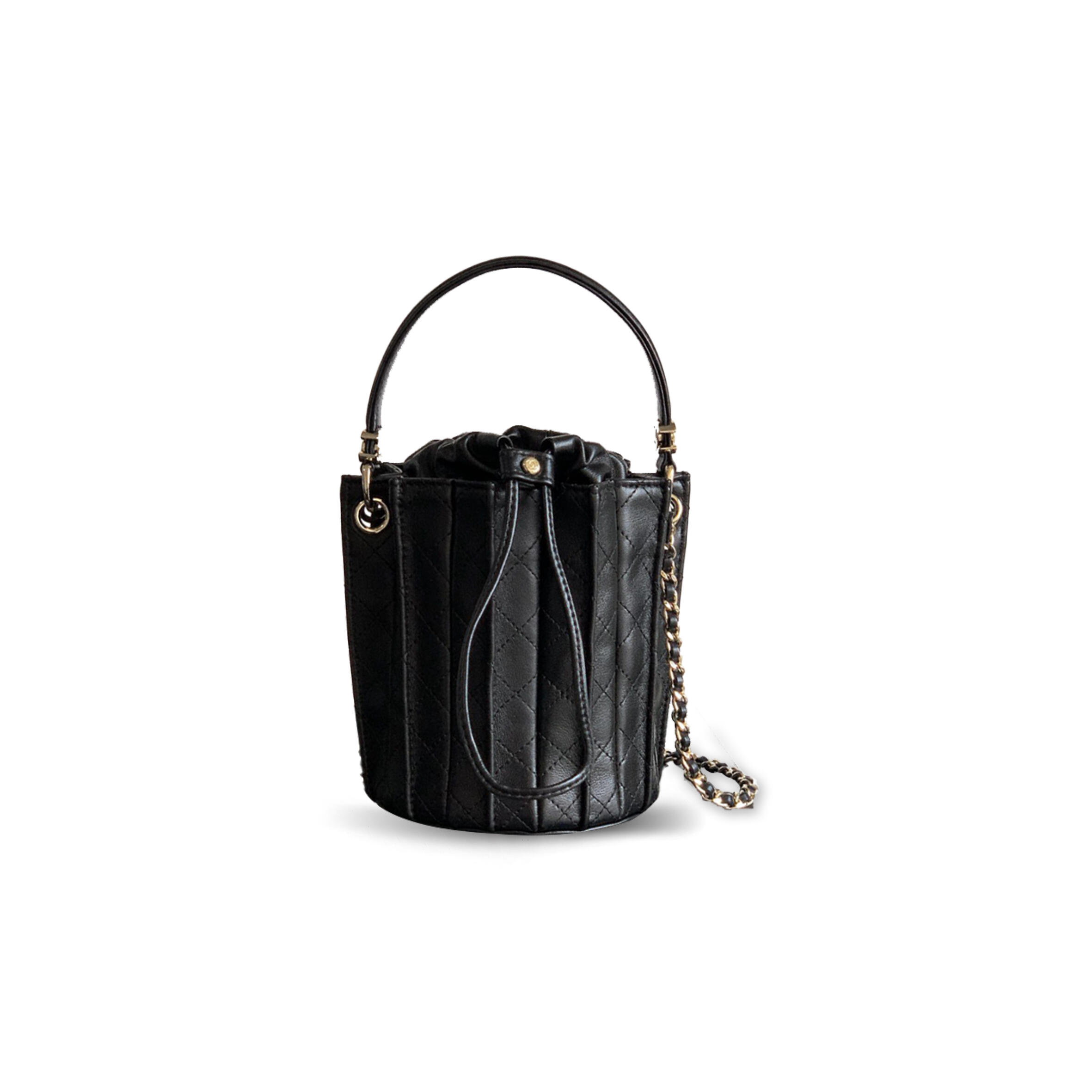 CHANEL MINI BUCKET BAG LAMBSKIN BLACK AS5486 (15.2*14*14cm)